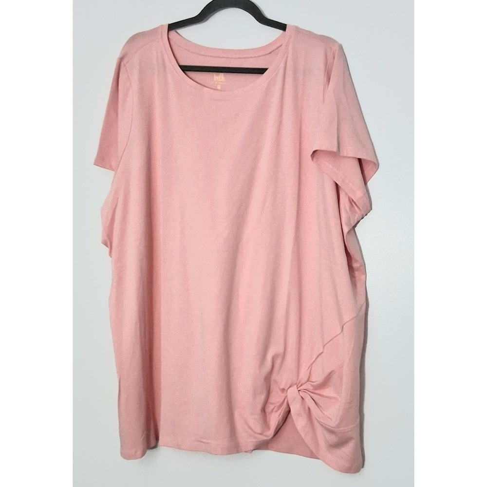 Belle by Kim Gravel Top Women's Size 3X Pink Short‎ Sleeve Primabelle Twist Hem